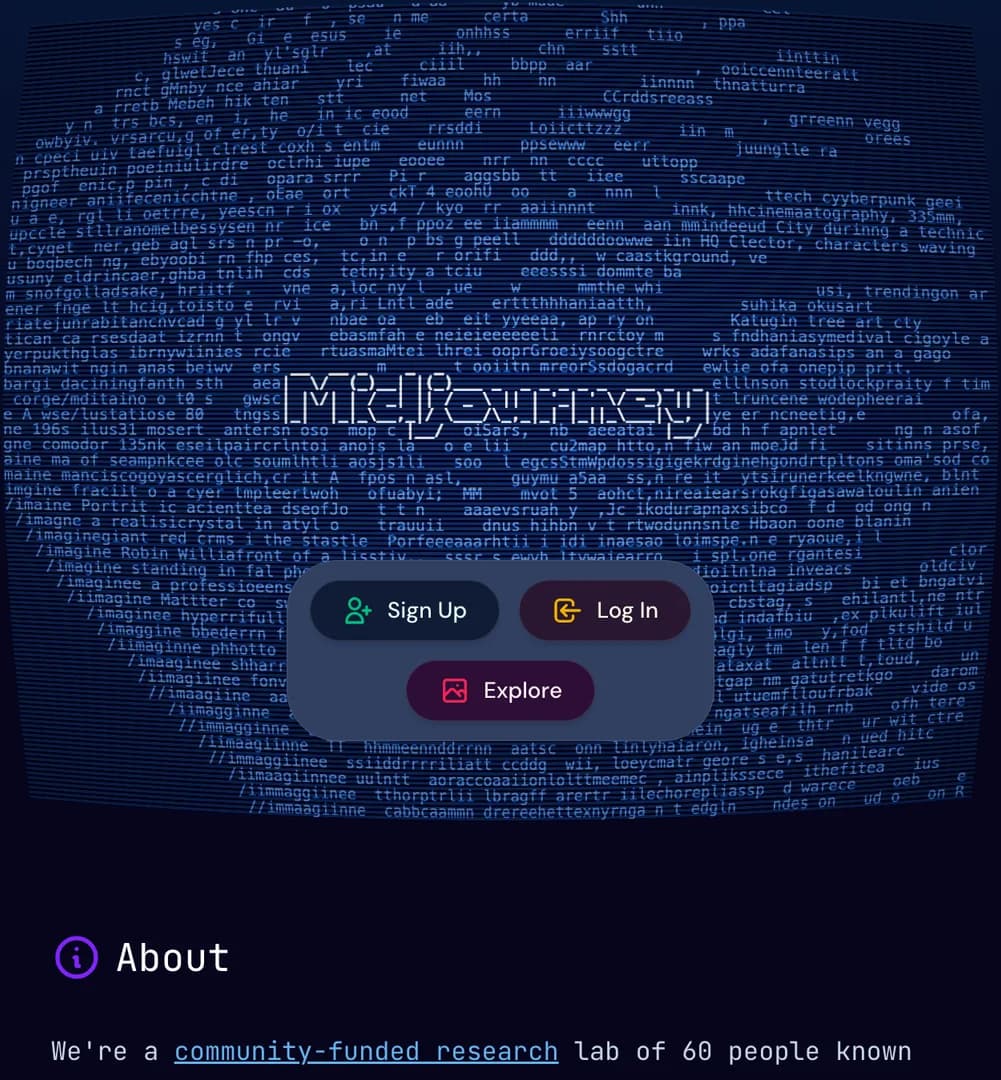 Midjourney — skärmbild av verktyget