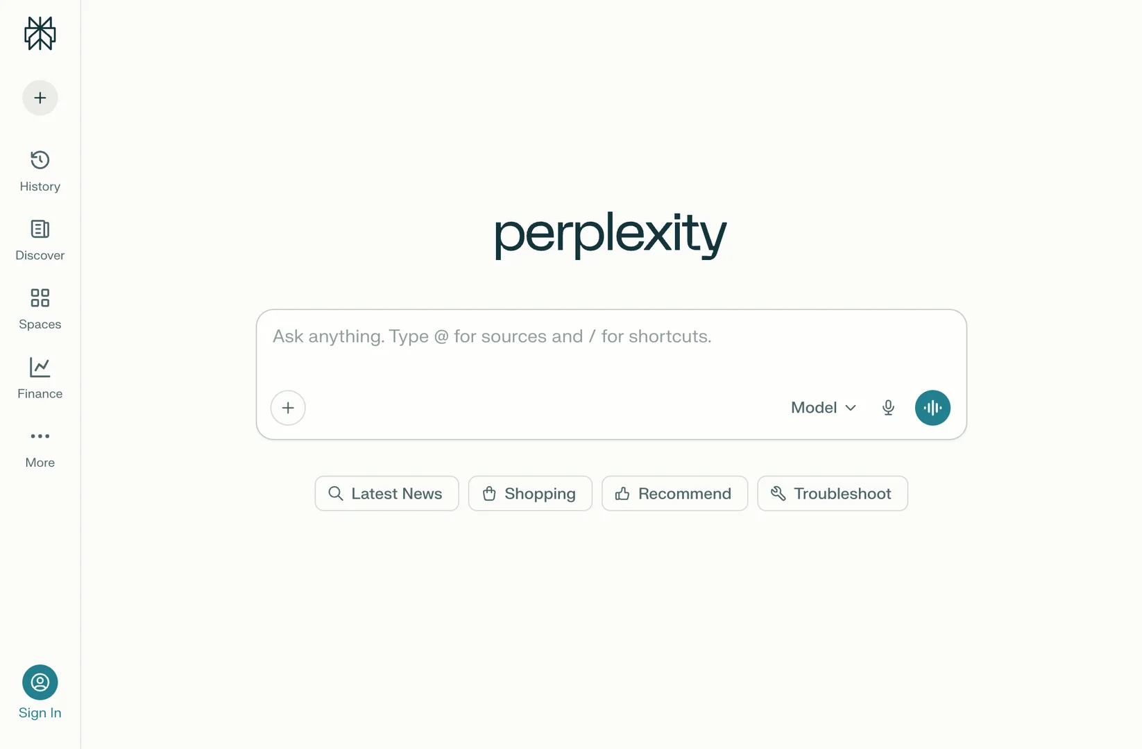 Perplexity — skärmbild av verktyget